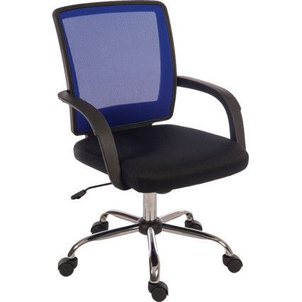 HIGH BACKED MESH CHAIR BLUE/BLACK CHROME BASE