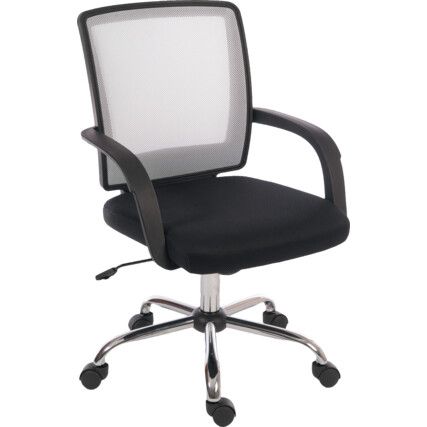 HIGH BACKED MESH CHAIR WHTE/BLACK CHROME BASE