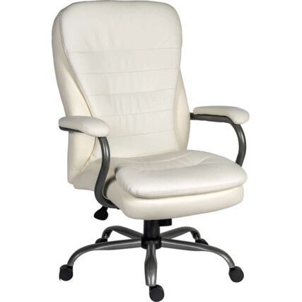 GOLIATH HEAVY DUTY 24HR LEATHER FACED EXECUTIVE CHAIR WHITE