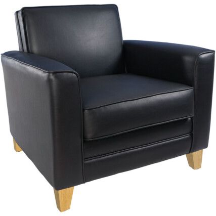 NEWPORT LEATHER FACED RECEPTION ARMCHAIR BLACK