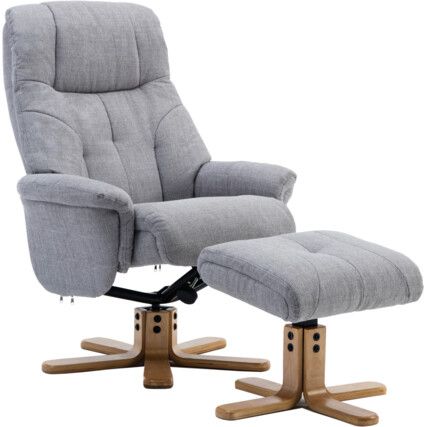 DENVER RECLINER & FOOTSTOOL LIGHT GREY