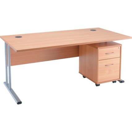 WINDSOR PLUS 1400mm C/LEVERSTDDESK2DR MOBILE PED BEECH