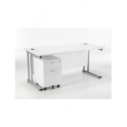 WINDSOR PLUS 1400mm C/LEVERSTDDESK2DR MOBILE PED WHITE