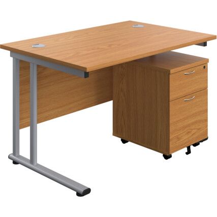 WINDSOR PLUS 1200mm C/LEVERSTDDESK 2DR MOBILE PED OAK