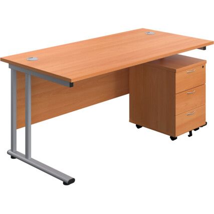 WINDSOR PLUS 1400mm C/LEVERSTDDESK3DR MOBILE PED BEECH