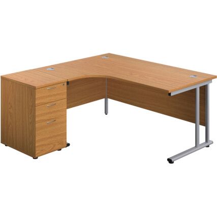 WINDSOR PLUS 1600mm L/H C/L CRES DESK 3DR DESK HIGH PED OAK