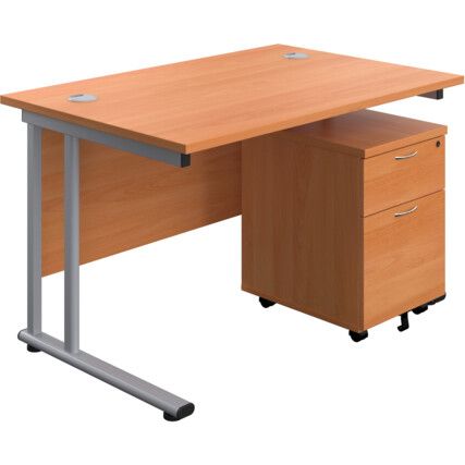 WINDSOR PLUS 1200mm C/LEVER STDDESK2DR PED BEECH