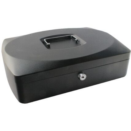 Cash Box, Keyed Lock, Black, Metal, 245 x 180 x 90mm