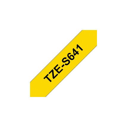 Black on Yellow Strong Adhesive Labelling Tape, 18mm x 8M, TZES641