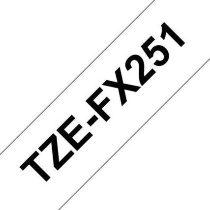 Black on White Flexible ID Labelling Tape, 24mm x 8M, TZEFX251