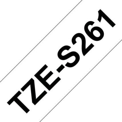 Black on White Strong Adhesive Labelling Tape, 36mm x 8M, TZES261