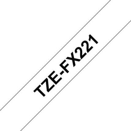 Black on White Flexible ID Labelling Tape, 9mm x 8M, TZEFX221