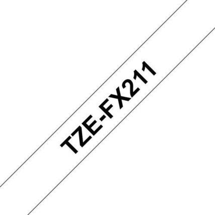 Black on White Flexible ID Labelling Tape, 6mm x 8M, TZEFX211