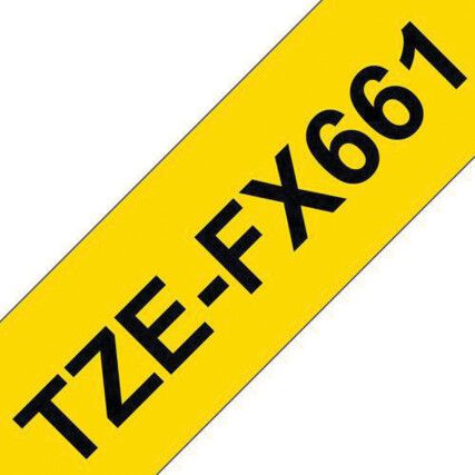 Black on Yellow Flexible ID Labelling Tape, 36mm x 8M, TZEFX211