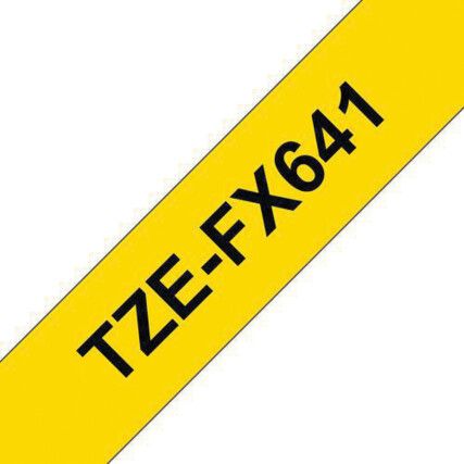 Black on Yellow Flexible ID Labelling Tape, 18mm x 8M, TZEFX641