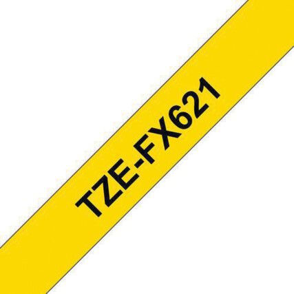 Black on Yellow Flexible ID Labelling Tape, 9mm x 8M, TZEFX261