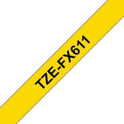 Black on Yellow Flexible ID Labelling Tape, 6mm x 8M, TZEFX611