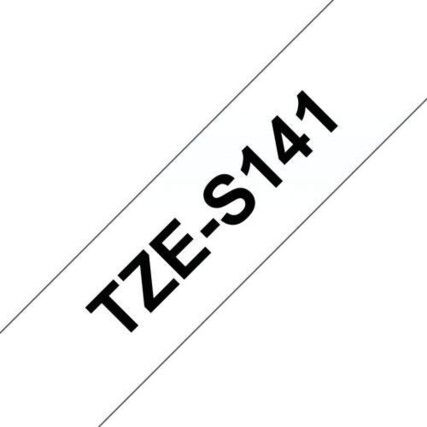 Black on Clear Strong Adhesive Labelling Tape, 18mm x 8M, TZES141