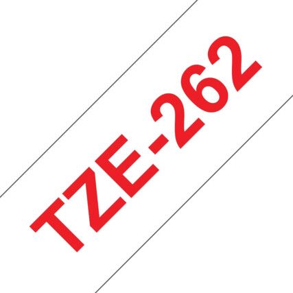 Red on White Labelling Tape, 36mm x 8M, TZe-262