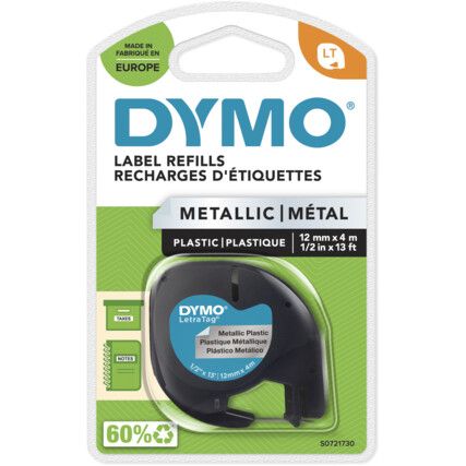 S0721730 LETRATAG METALLIC TAPE 12mmx4m SILVER