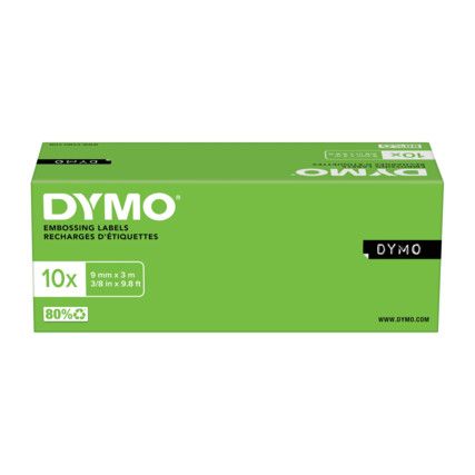 DYMO 9mm WHITE ON RED EMBOSSING TAPE S0898150