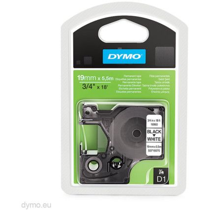 DYMO D1 TAPE 19mm BLACK ON WHITE 16957