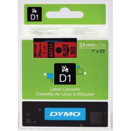 DYMO D1 TAPE 24mm BLACK ON RED 53717