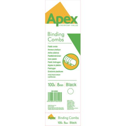 6200301 APEX PLASTIC COMB 8mm BLK(PK-100)