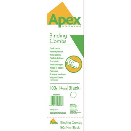 6202101 APEX PLASTIC COMB 14mmBLK (PK-100)