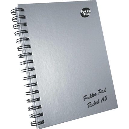 PUKKA A5 SILVER/BLACK WIREBOUND 160-PG BOOK (PK-5)