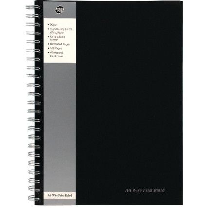 SBWRULA4 NOTEBOOK A4 W/B H/BACK FEINT RULED MARGIN BLK (PK-5)