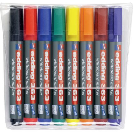 363, Whiteboard Marker, Assorted, Medium, Chisel, Non-Retractable, 8 Pack