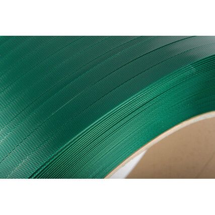 STRAPPING EMBOSSED POLYESTER 12X0.5mmX3000mtr 406/150 CORE GREEN