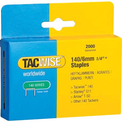 140/12mm Galvanised Staples - (Box of 2000)