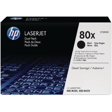 CF280XD 80X LASERJET TONER CARTRIDGE BLK (PK-2)