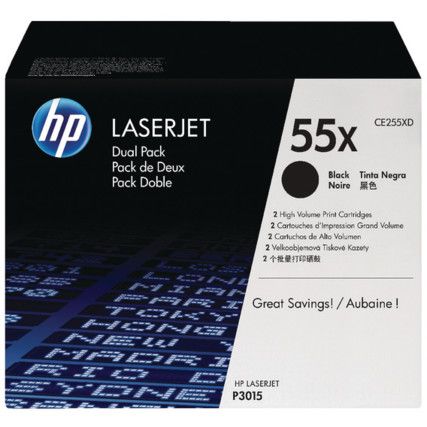 CE255XD 55X LASERJET TONER CARTRIDGES HY BLK (PK-2)