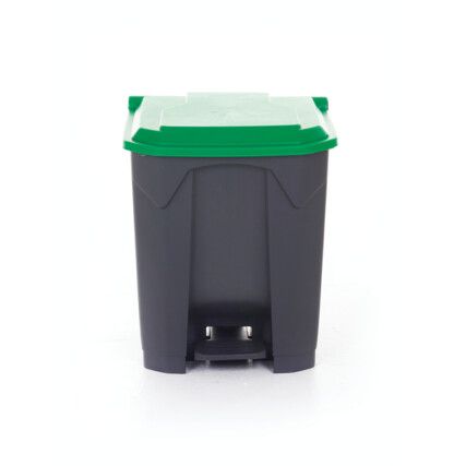 GREEN PEDAL BIN WITH COLOURED LID - 30L