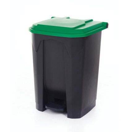 GREEN PEDAL BIN WITH COLOURED LID - 50L