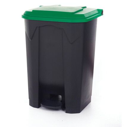 GREEN PEDAL BIN WITH COLOURED LID - 80L