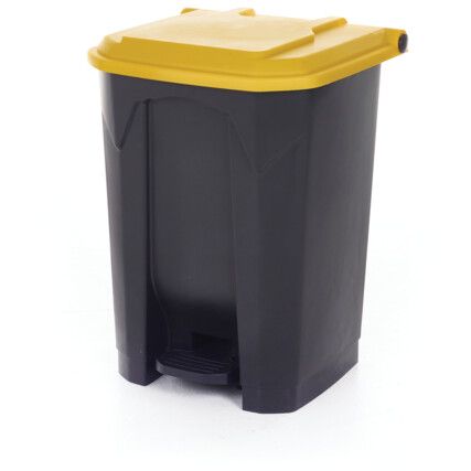 YELLOW  PEDAL BIN WITH COLOURED LID - 50L