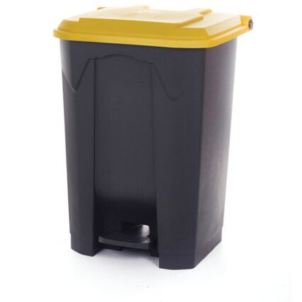 YELLOW  PEDAL BIN WITH COLOURED LID - 80L