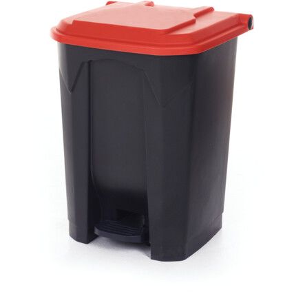 RED/ORANGE PEDAL BIN WITH COLOURED LID - 50L