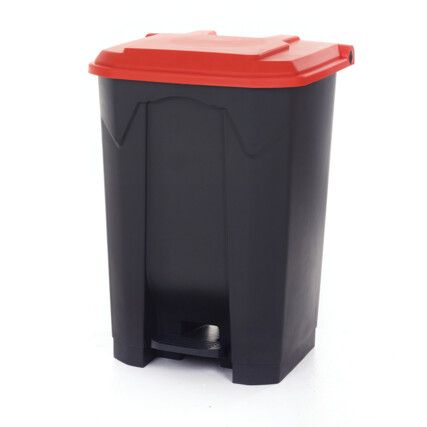 RED/ORANGE PEDAL BIN WITH COLOURED LID - 80L