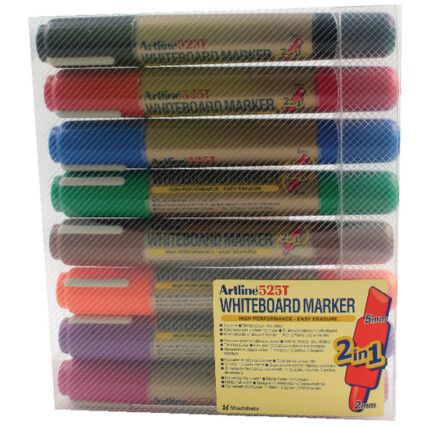 525T, Whiteboard Marker, Assorted, Extra Fine/Fine, Non-Permanent, Chisel Tip, 8 Pack