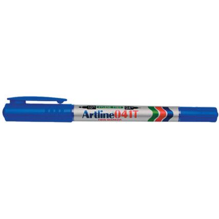 041T, Permanent Marker Pen, Blue, Fine, Bullet, Retractable, 12 Pack