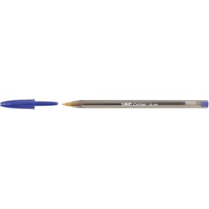 Cristal Series, Ballpoint Pen, Blue, Broad Tip Size, 0.6mm Line Width, Pack of 50