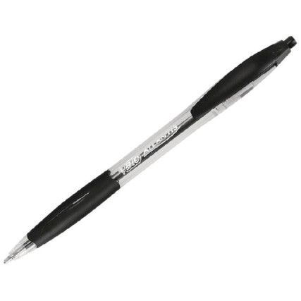 Atlantis, Ballpoint Pen, Black, Retractable, Medium, 0.4mm Line Width, Non-Refillable, 12 Pack