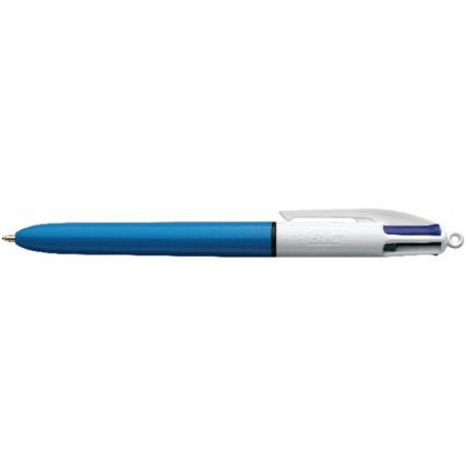 4-Colour, Ballpoint Pen, Assorted, Retractable, Medium, 0.4mm Line Width, Non-Refillable, 12 Pack