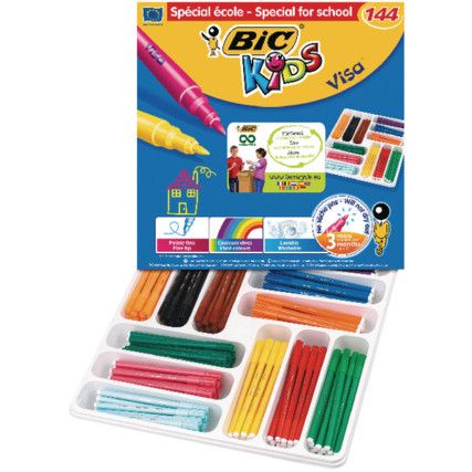 Visa, Fibre Tip Pen, Assorted/Assorted, Non-Retractable, Broad/Broad, 2/2mm Line Width, Non-Refillable, 144/96 Pack