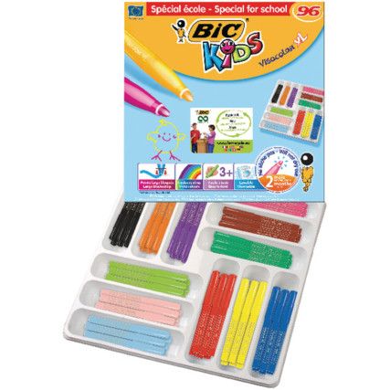 Felt Pen, Assorted, Non-Retractable, Broad, 2mm Line Width, Non-Refillable, 96 Pack